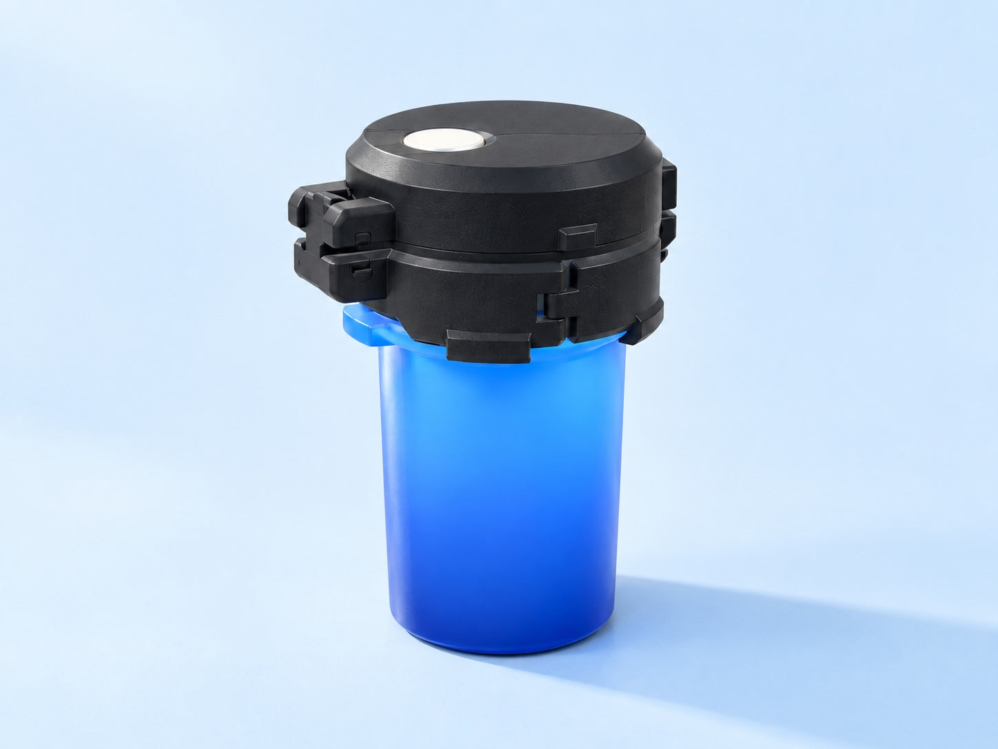 Rendering of the blue DOSE bottle with its black fingerprint cap